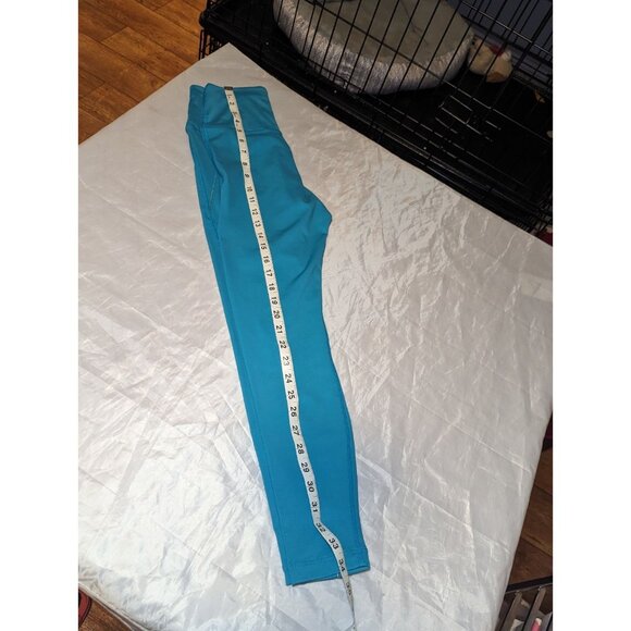 Nike Lurex Leggings Turquoise Dri-Fit Yoga 7/8 Metallic Stripe High Waist Sz S - Picture 12 of 14
